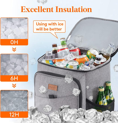 Lifewit 26L 34-Can Insulated Cooler Backpack Cool Bag, Large Picnic Bag Leakproof Portable Fridge Soft Food Cooler Box for Men Women for Outdoor/Picnic/Beach/BBQ/Camping/Travel/Family - PuriLite