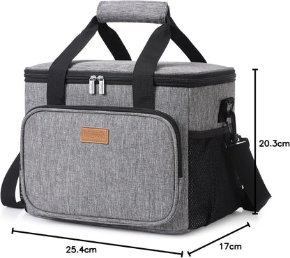 Lifewit Large Lunch Bag for Adults, 24-Can 15L Insulated Lunch Box Leakproof Soft Cooler Cooling Tote for Men Women, Waterproof Reusable Cooler Bags for Work Office Outdoor Picnic Camping, Black - PuriLite