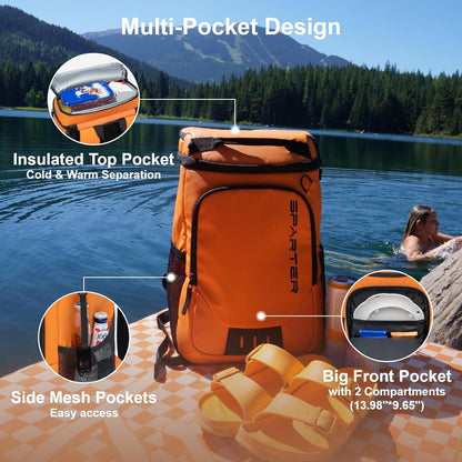 SPARTER Backpack Cooler Insulated Leak Proof 33/49 Cans, 2 Insulated Compartments Thermal Bag, Portable Lightweight Beach Travel Camping Lunch Backpack for Men and Women - PuriLite