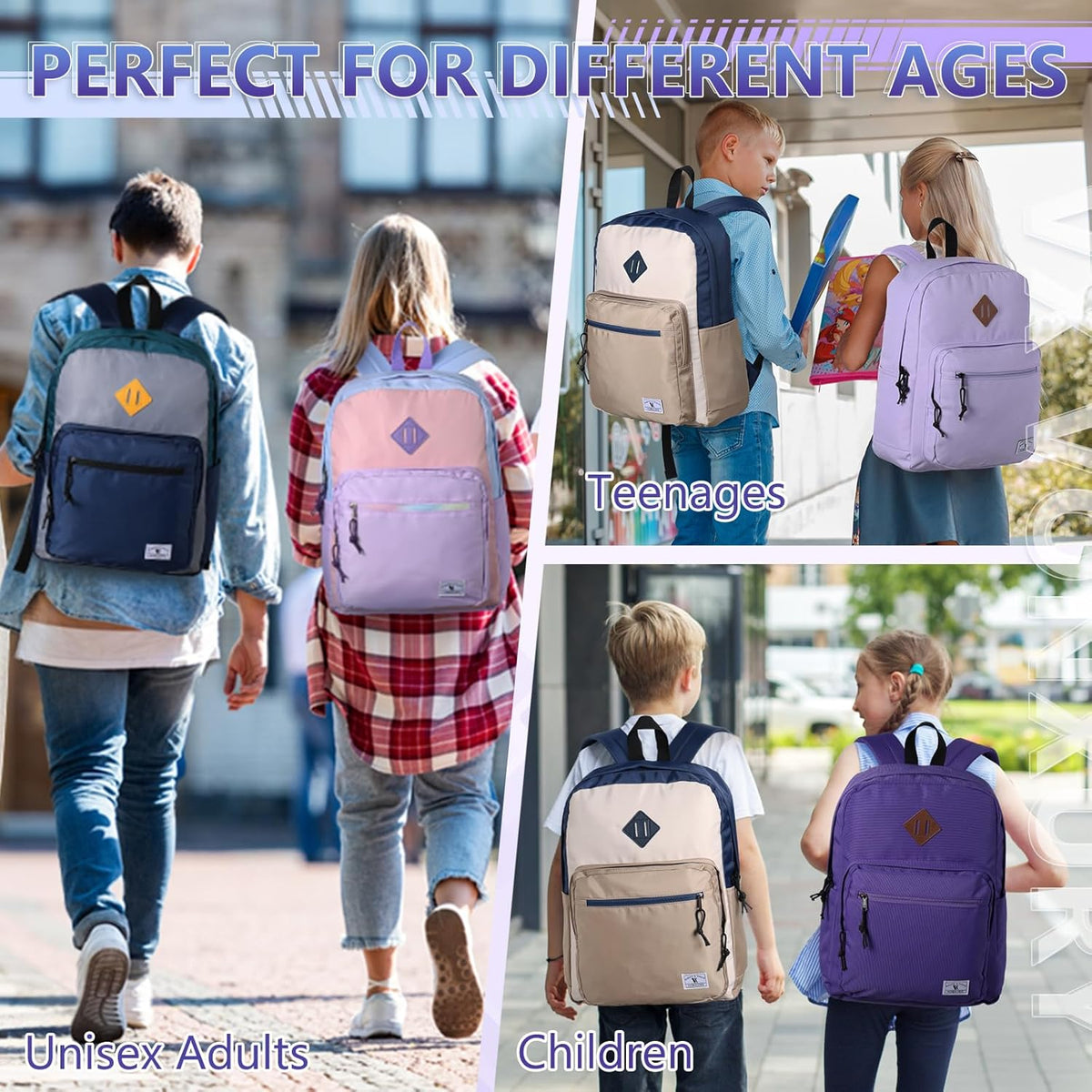 School Backpack for Kids,Lightweight Water Resistant Work Travel Backpack for Women Men Teens VONXURY - PuriLite