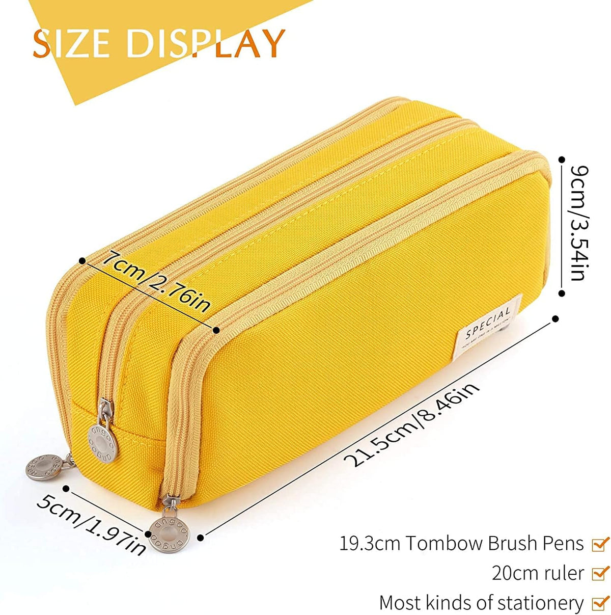 Big Capacity Pencil Case, OLIYuMi 3 Compartment Pencil Pouch Pencil Bag Storage Box Stationery Organizer Makeup Bag with Zipper Closure for Student Office College Boys and Girls (Pink) - PuriLite