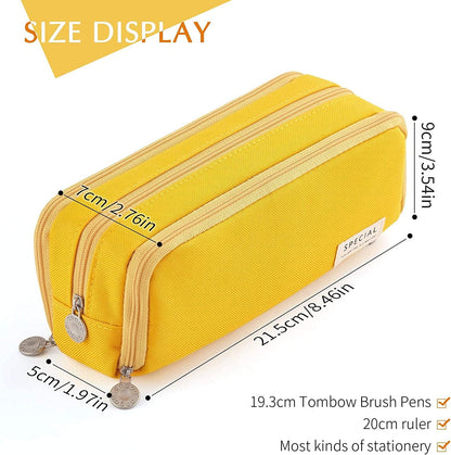 Big Capacity Pencil Case, OLIYuMi 3 Compartment Pencil Pouch Pencil Bag Storage Box Stationery Organizer Makeup Bag with Zipper Closure for Student Office College Boys and Girls (Pink) - PuriLite