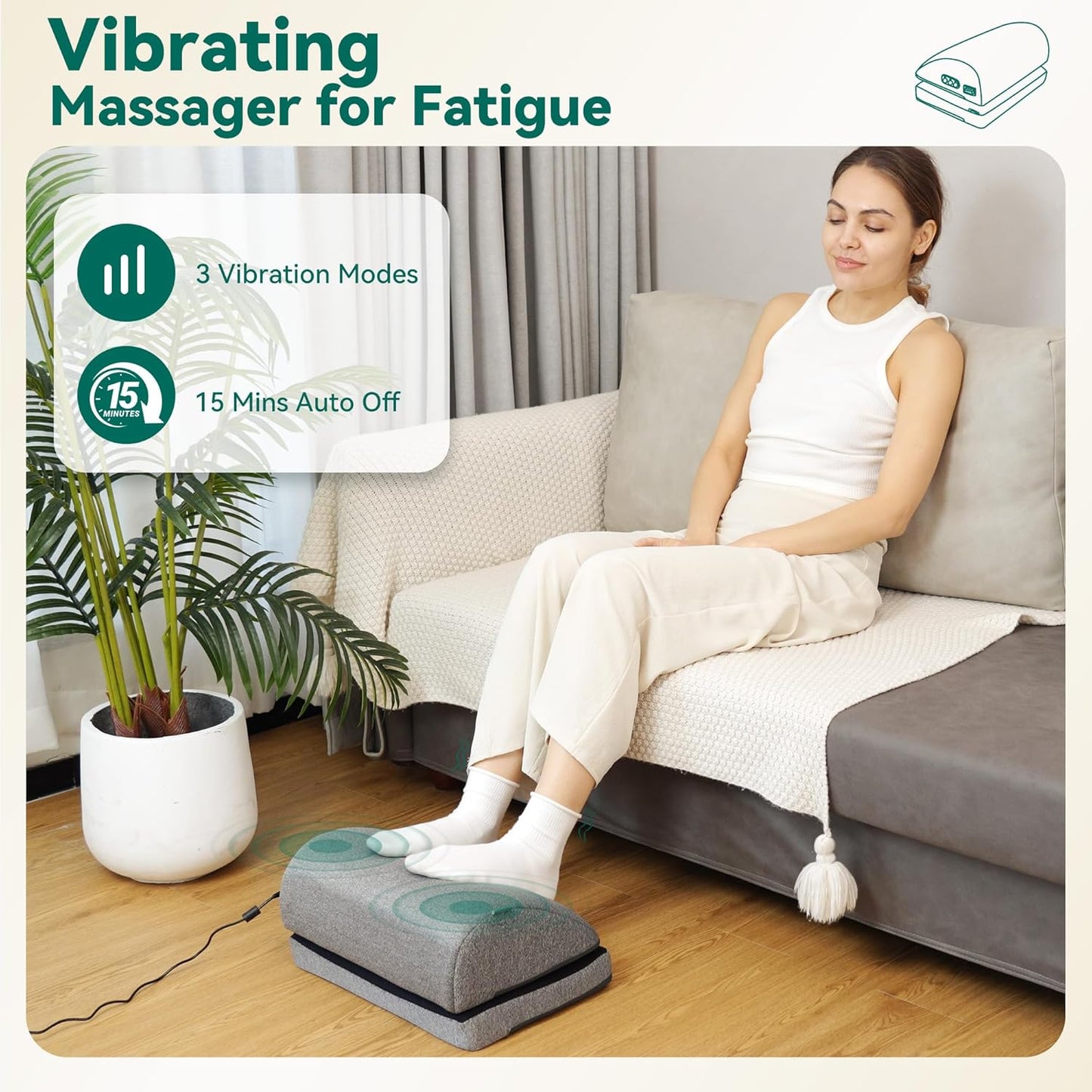 Snailax Foot Rest Under Desk at Work, 2 Heating Levels, 3 Vibrating Massage Modes, Heated Ergonomic Foot Stool with Adjustable Height, Office & Gaming Home Use, Grey - PuriLite