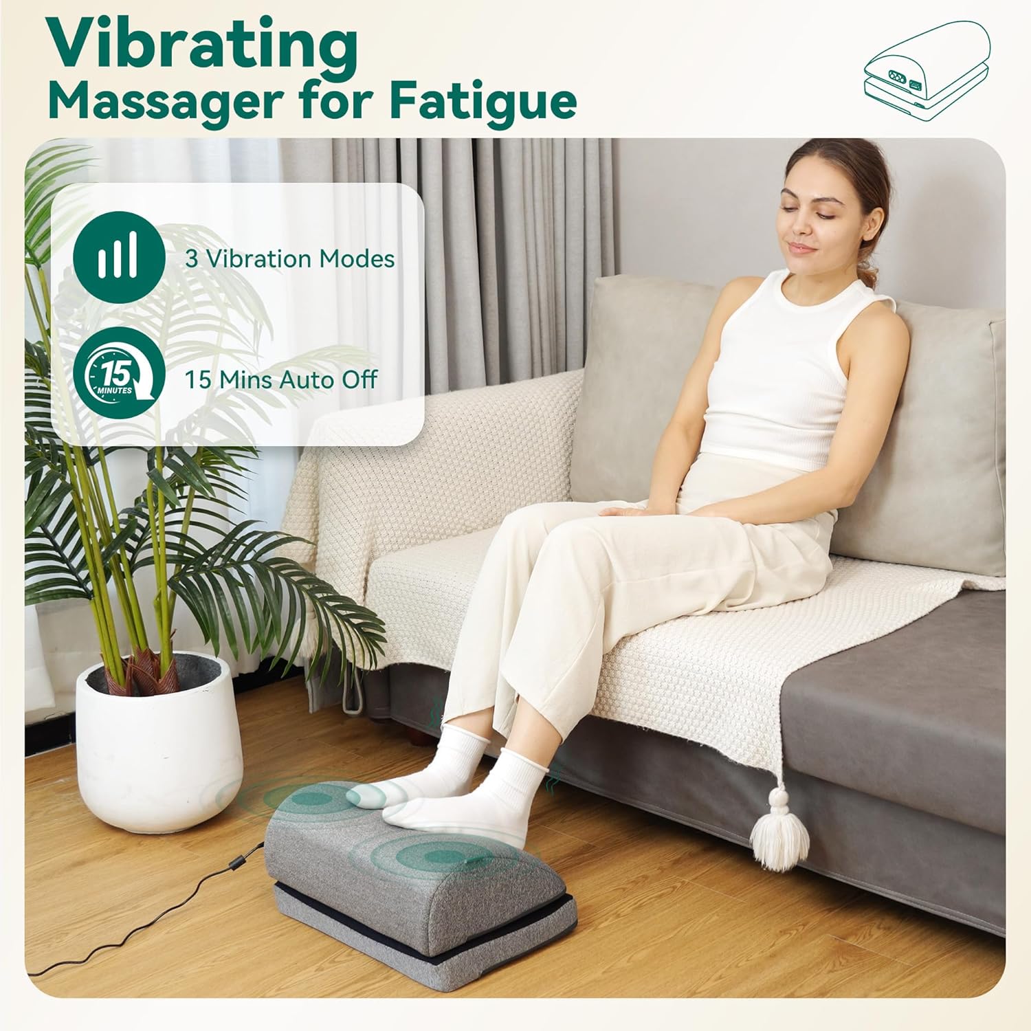 Snailax Foot Rest Under Desk at Work, 2 Heating Levels, 3 Vibrating Massage Modes, Heated Ergonomic Foot Stool with Adjustable Height, Office & Gaming Home Use, Grey - PuriLite
