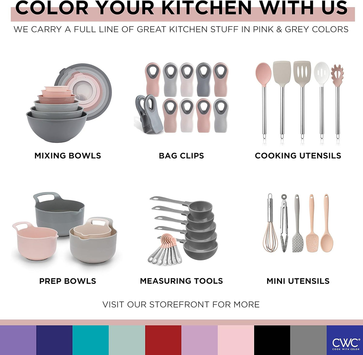 COOK WITH COLOR Prep Bowls with Lids- 8 Piece Nesting Plastic Small Mixing Bowl Set with Lids (Teal Ombre) - PuriLite