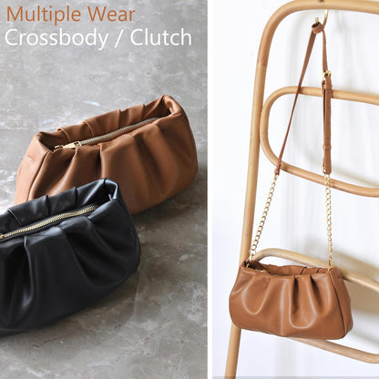 Cloud Pouch Bag Women Shoulder Handbag Soft Vegan Leather Vintage Hobo Chain Cross body Bag - PuriLite