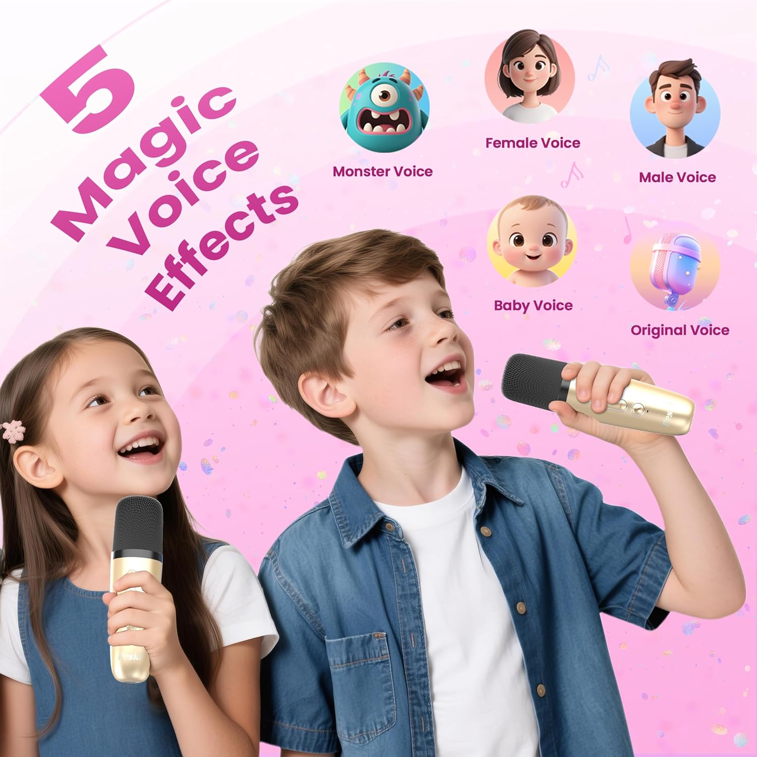 Karaoke Machine for Kids Adults, Portable Bluetooth Mini Karaoke Microphone Singing Speaker Karaoke Player with 2 Wireless Mic Toys for All Smartphones,Birthday, Family,Home Party (Purple) - PuriLite