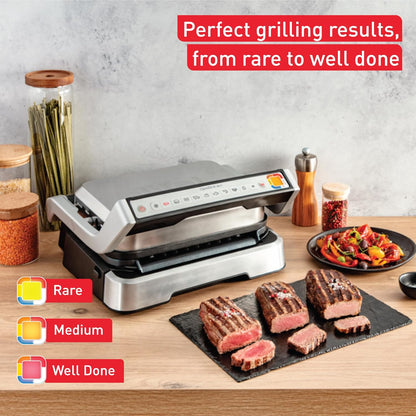 T-fal Optigrill, Electric Indoor Grill, 6 Auto Cooking Modes, Smart Sensor Techology, Nonstick removable plates, Stainless Steel Exterior, Panini Press, Precision Grilling - PuriLite
