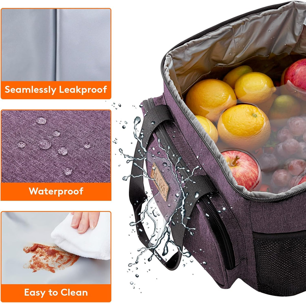 Lifewit Large Lunch Bag for Adults, 24-Can 15L Insulated Lunch Box Leakproof Soft Cooler Cooling Tote for Men Women, Waterproof Reusable Cooler Bags for Work Office Outdoor Picnic Camping, Black - PuriLite