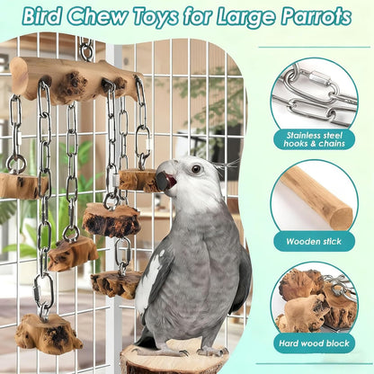 Interactive Bird Chewable Toy Wood Texture Bill Care Hanging Plan Mental Encouragement Rustless Bird Dolls Bird Keeping Supplies Pet Care Mental Exercise Hanging Plan