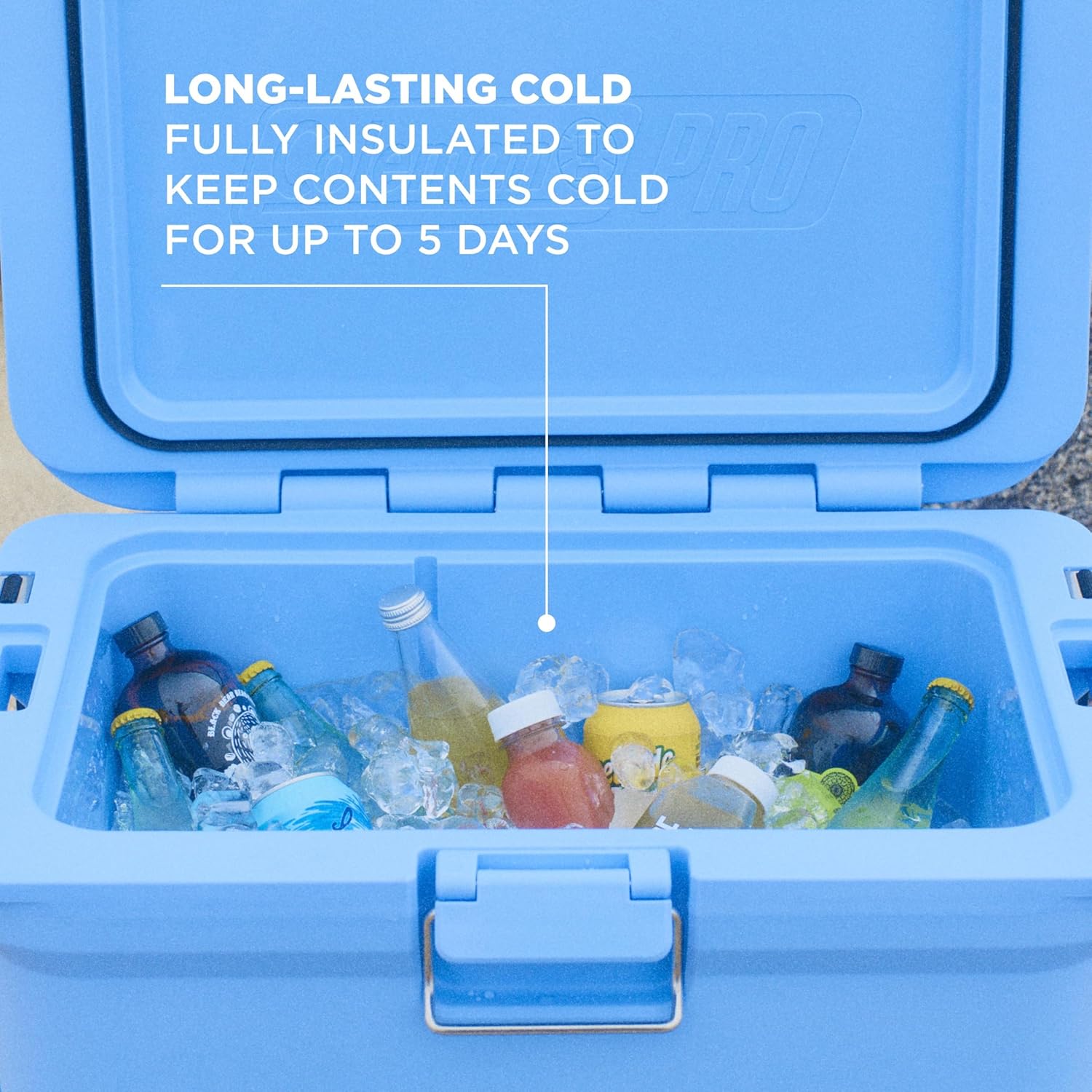 Coleman Pro Heavy-Duty Ultra-Light Premium Hard Cooler, 92/74/36-Can Capacity, Extra-Thick Insulation Keeps Ice up to 5/4/3 Days, 55-Quart Wheeled Cooler or 45/25 qt (No Wheels), Blue Sky - PuriLite