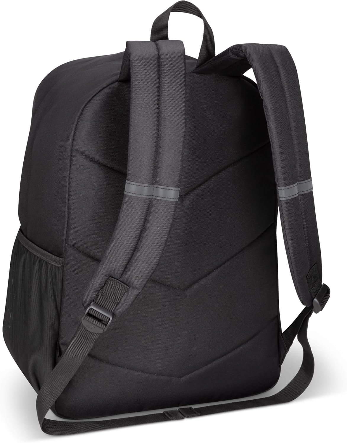 Roots Teen Lightweight Backpack — Made from Recycled Polyester with 15.6" Laptop Compartment, Rain Flap, Bottle Pocket, Reflective Accent, and Back Padding — 34L, Black - PuriLite