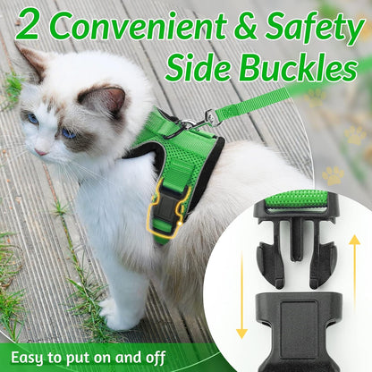 rabbitgoo Cat Harness and Leash for Walking, Escape Proof Soft Adjustable Vest Harnesses for Small Medium Cats, Easy Control Breathable Reflective Strips Jacket, XS, Black - PuriLite