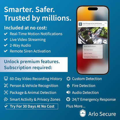 Arlo Pro 5S Spotlight Security Camera 2K HDR | Outdoor | Wire-Free with Spotlight | Dual-Band Wi-Fi Connects to The Strongest Network | 12X Zoom, 2-Way Audio, Color Night Vision, White, 4 Cameras - PuriLite