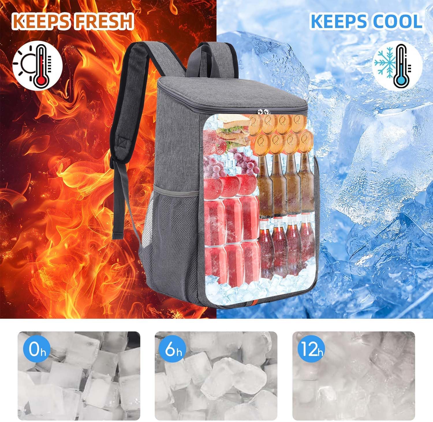 Bagtopia Camping Cooler Backpack 25 Cans, Leak Proof Insulated Thermal Bag, Beach Travel Picnic Lunch Backpack for Men Women - PuriLite
