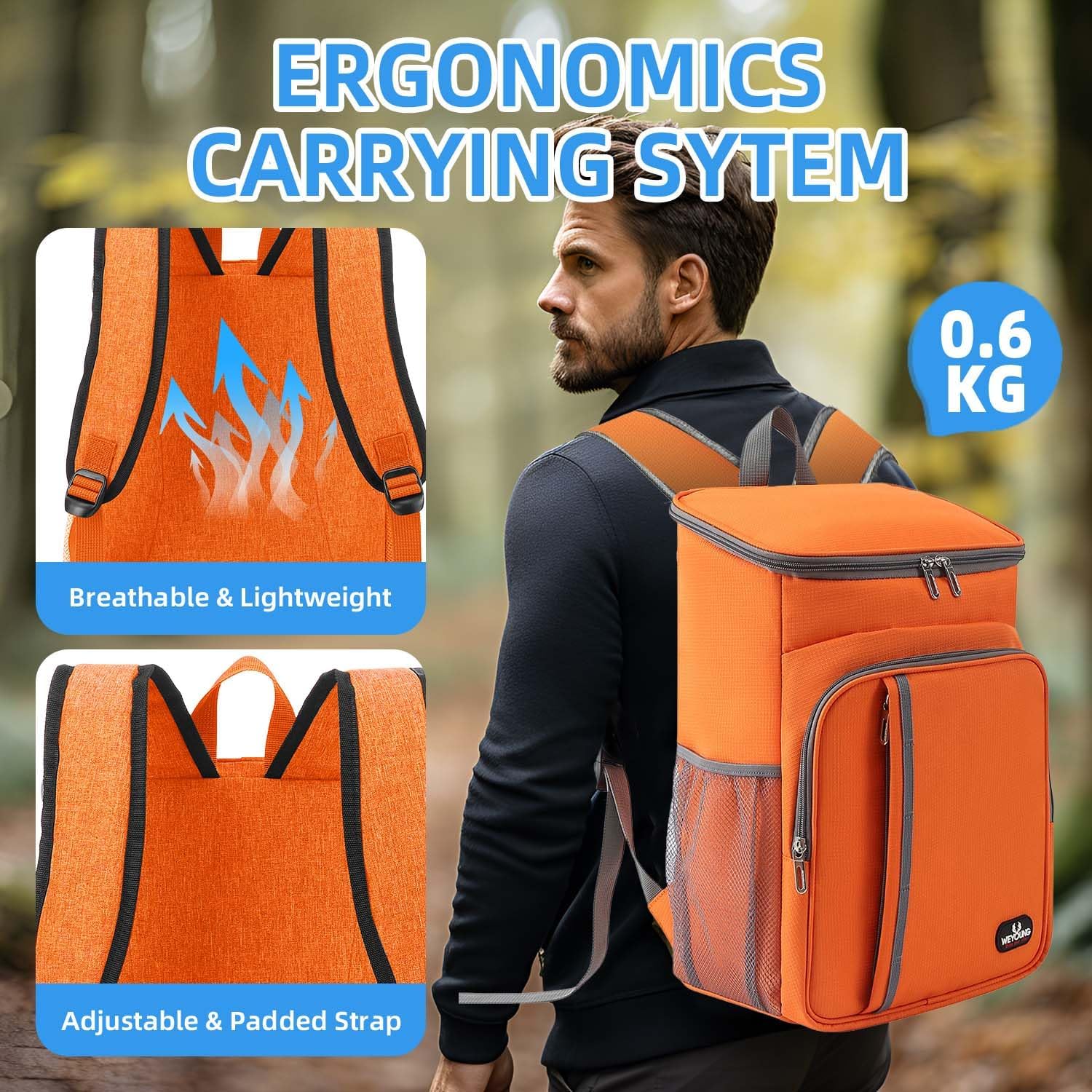 Bagtopia Camping Cooler Backpack 25 Cans, Leak Proof Insulated Thermal Bag, Beach Travel Picnic Lunch Backpack for Men Women - PuriLite