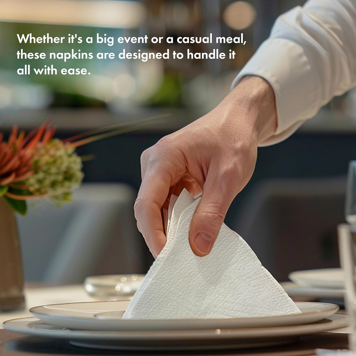 ALIBI Napkin - Soft and Absorbent 500 1-Ply White Lunch - Disposable Multi-Purpose Paper for Everyday Use, Events, and Parties - Versatile and Convenient - PuriLite