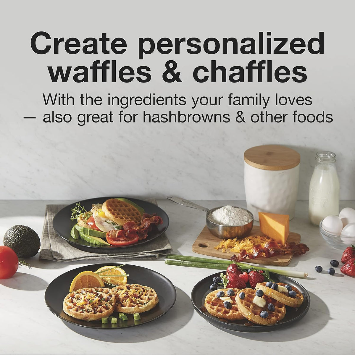 Proctor Silex Petite Double Waffle Maker, Nonstick Grids, Makes 4" Round Waffles, Black, 26102 - PuriLite