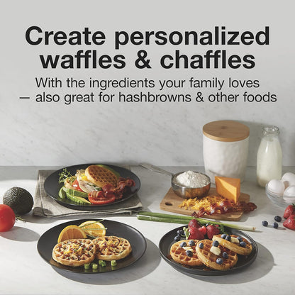 Proctor Silex Petite Double Waffle Maker, Nonstick Grids, Makes 4" Round Waffles, Black, 26102 - PuriLite