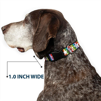 Buckle-Down PC-W21909-M Dog Collar Plastic Clip Buckle, 1"x11"-17", Star Black/White - PuriLite