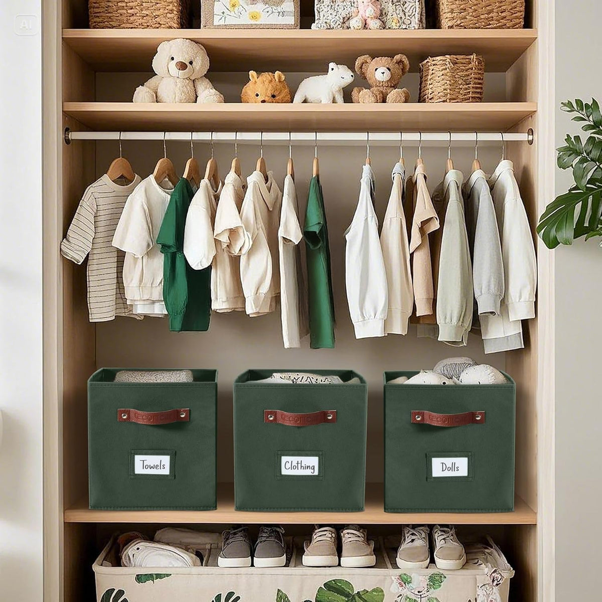 DECOMOMO Cube Storage Bin, Storage Cubes with Labels, Baskets for Shelves Kallax Linen Closet Organizers (Cube 10.5x11"/ 6pcs, Black) - PuriLite