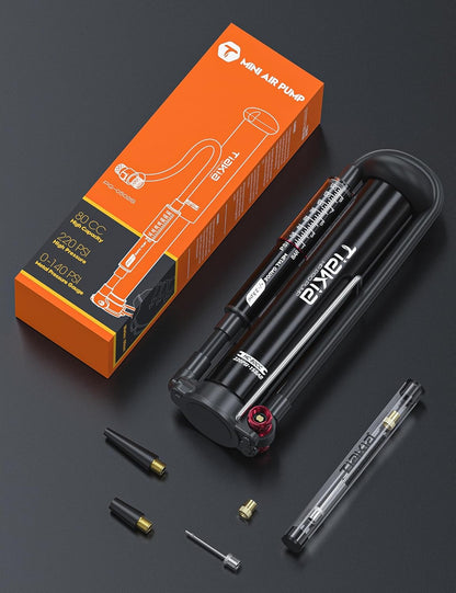 Tiakia Bike Floor Pump with Gauge High Pressure Portable Bike Pump High Volume Aluminum Tire Pump Small Bicycle Air Pump Fits Schrader Presta Valve Hand Pump for Bike Balls - PuriLite