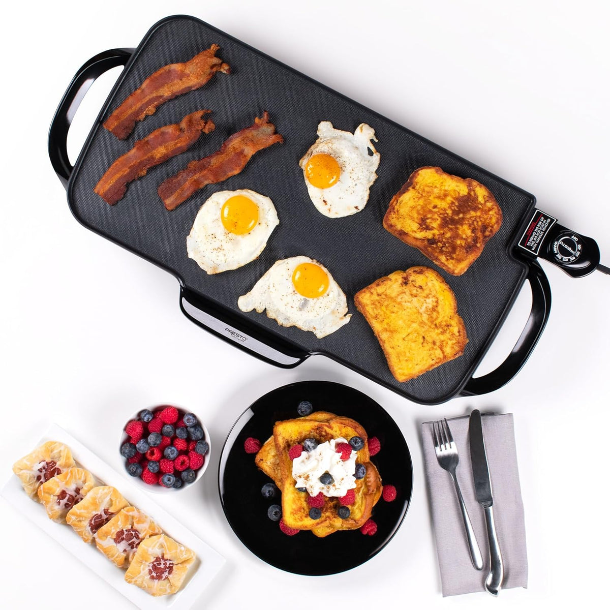 Presto 07061 22-Inch Electric Griddle with Removable Handles, Black - PuriLite