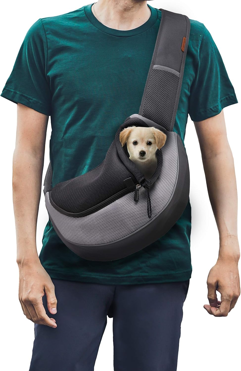 FDJASGY Pet Sling Carrier for Small Dogs Cats,Breathable Mesh Travelling Hand Free Puppy Backpack with Pouch and Adjustable Strap Carrier Grey - PuriLite