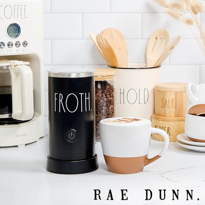 Rae Dunn - Electric Milk Frother - Elegant Automatic Milk Steamer and Frother, Milk Warmer, Hot and Cold Frothing Machine for Coffee, Latte, Cappuccino, Macchiato, - PuriLite
