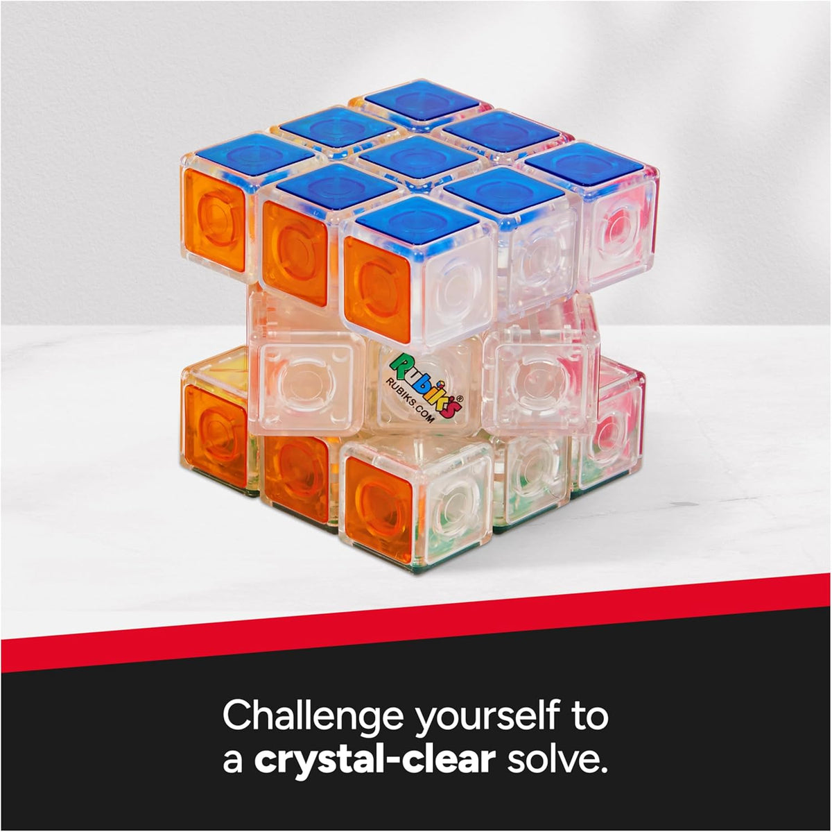 Rubik’s Crystal, New Transparent 3x3 Cube Classic Color-Matching Problem-Solving Brain Teaser Puzzle Game Toy, for Kids and Adults Aged 8 and up - PuriLite