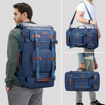 WITZMAN Canvas Backpack Vintage Travel Backpack Large Laptop Bags Convertible Shoulder Rucksack - PuriLite