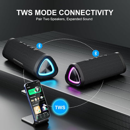 Vanzon Bluetooth Speakers, V40 Portable Wireless Speaker V5.0 with 24W Loud Stereo Sound, 24H Playtime, TWS & IPX7 Waterproof, Suitable for Travel, Beach,Home and Outdoors,Great Choice for Gift - PuriLite