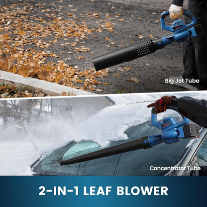 Leaf Blower Cordless,460CFM &190MPH,20V 4.0Ah Upgrade Battery Powered 2-in-1 Leaf Blower(Upgraded),6 Variable Speed,for Blowing Leaves,Debris,Snow and Dust,4.0Ah Battery&Charger Included(Blue) - PuriLite