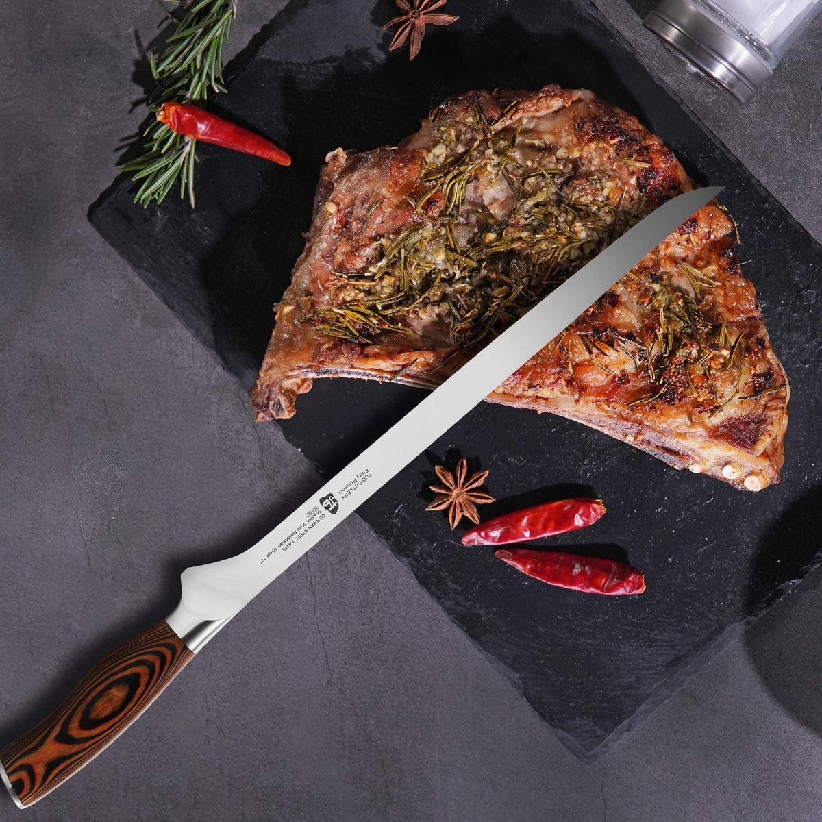 TUO Boning Knife - Razor Sharp Fillet Knife - High Carbon German Stainless Steel Kitchen Cutlery - Pakkawood Handle - Luxurious Gift Box Included - 7 inch - Fiery Phoenix Series - PuriLite