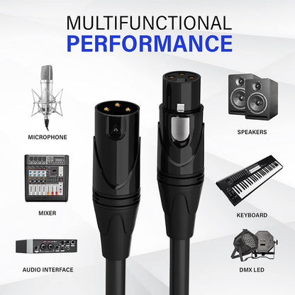 LyxPro 6 Feet XLR Microphone Cable Balanced Male to Female 3 Pin Mic Cord for Powered Speakers Audio Interface Professional Pro Audio Performance and Recording Devices - Blue - PuriLite