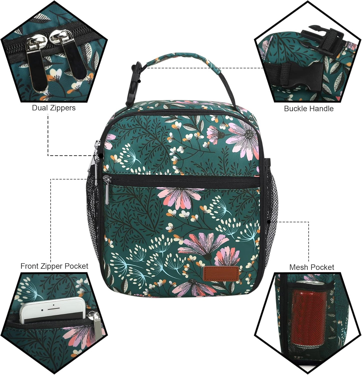 Lunch Box for Men Women Adults Small Lunch Bag for Office Work Picnic - Reusable Portable Lunchbox, Black - PuriLite