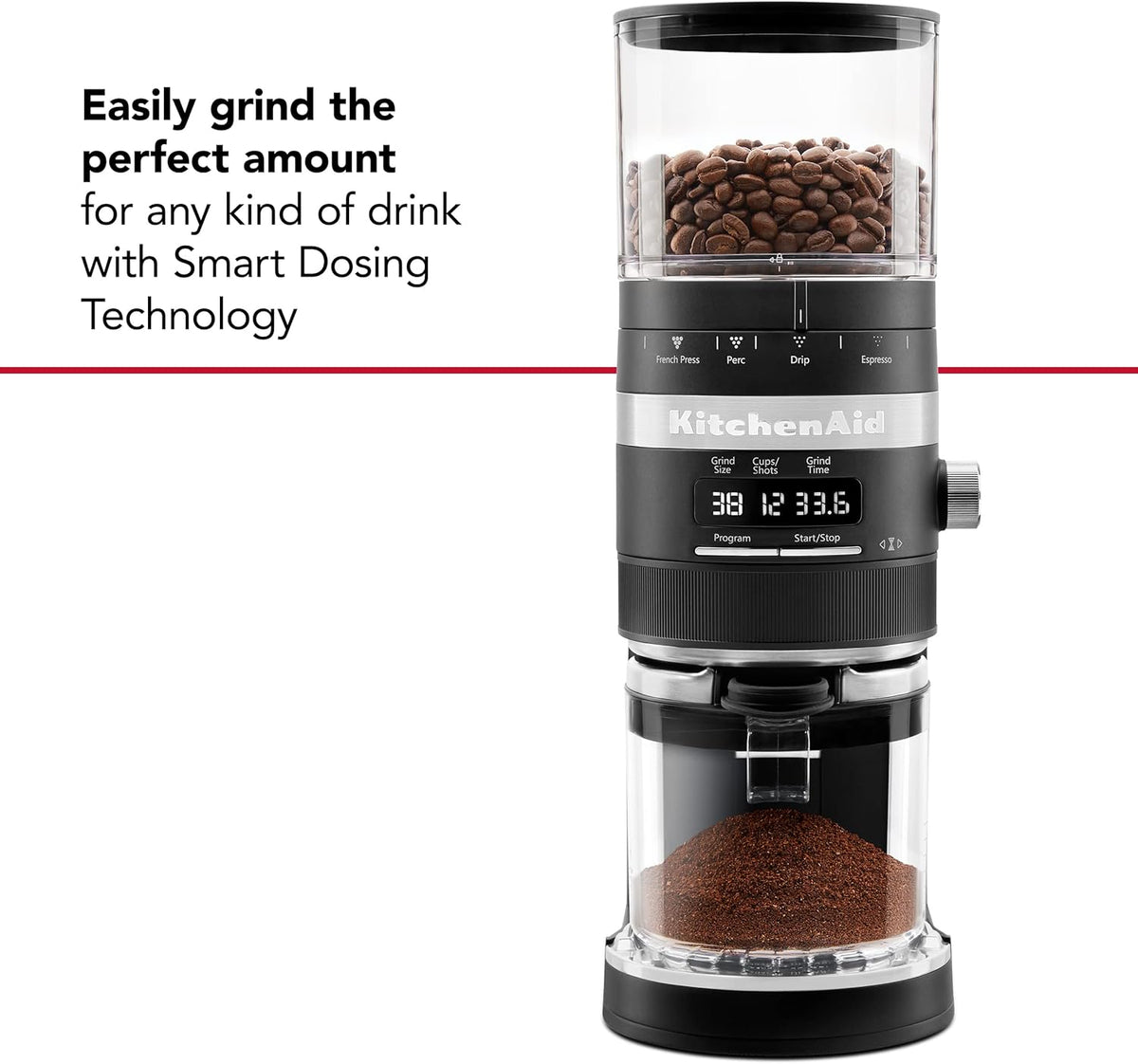 KitchenAid Burr Coffee Grinder, Black Matte, KCG8433BM - PuriLite