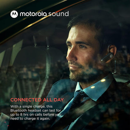 Motorola Bluetooth Earpiece - HK126 in-Ear Wireless Mono Headset for Clear Voice Calls - Lightweight, Comfortable Design - 8-Hour Talk Time, Voice Assistant Compatible, Connects to 2 Devices - PuriLite