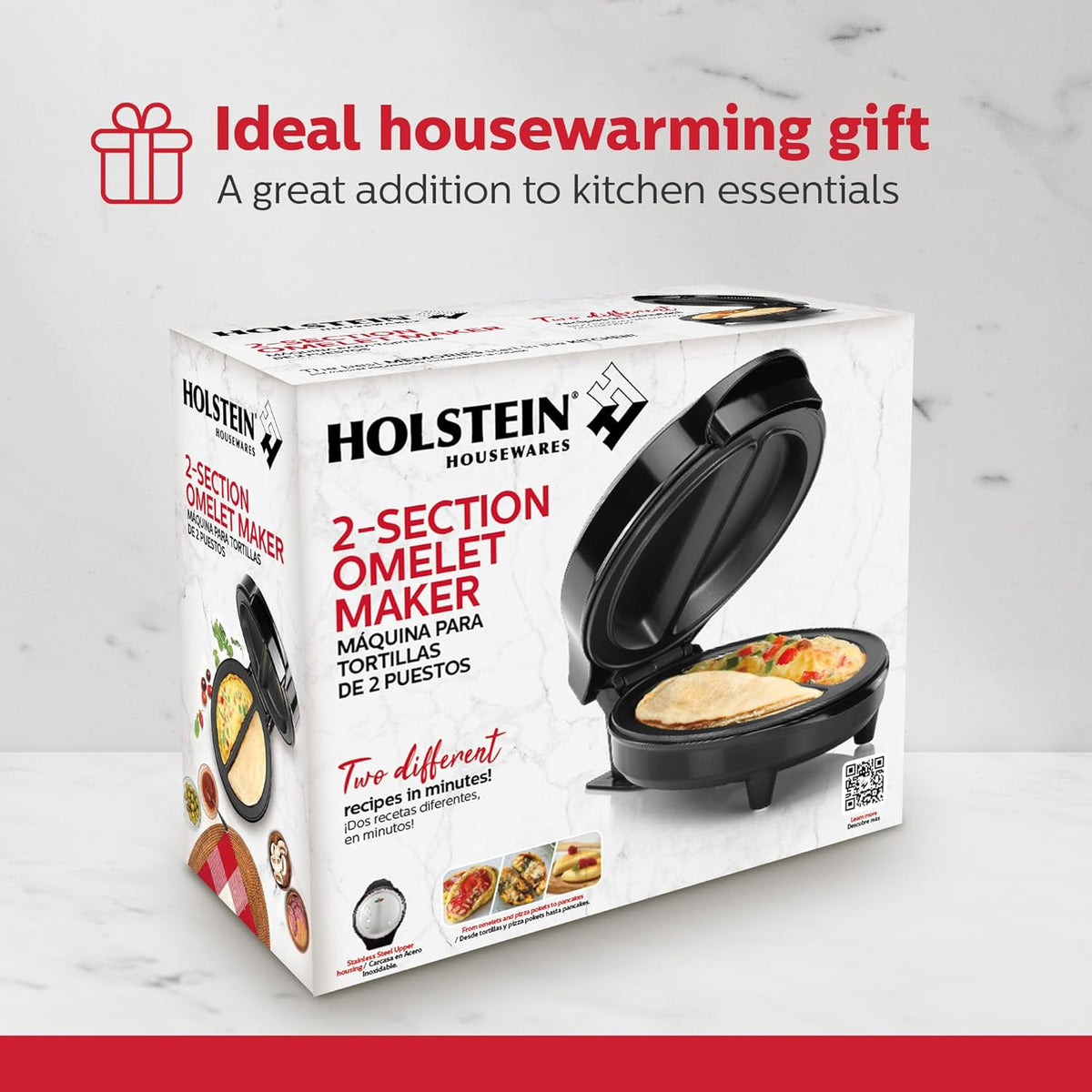 Holstein Housewares Non-Stick 6-Section Multi-Food Maker - Arepas, Mini Pancakes, Corncakes and More, 6-PC, Red/Black - PuriLite