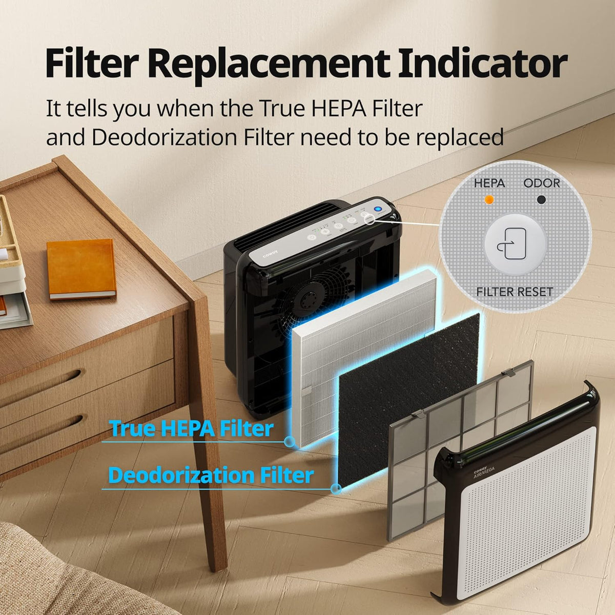 Coway Airmega AP-1512HHS App-Enabled Smart Technology, Compatible with Amazon Alexa True HEPA Air Purifier, Black/Bronze - PuriLite