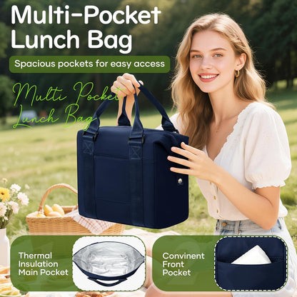 Lunch Bag Insulated Lunch Box Leakproof Lunch Tote Bags for Women Men,Portable Thermal Cooler Bag Lunch Containers with Shoulder Strap for Work, Family, Picnic, School, Outdoor,BBQ C2-Pinkpurple - PuriLite