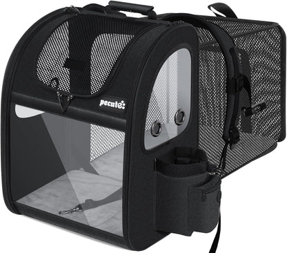 Pecute Pet Carrier Backpack, Dog Carrier Backpack Expandable with Breathable Mesh for Pets ＜6kg, Pet Backpack Carrier for Hiking Travel Camping Outdoor - PuriLite