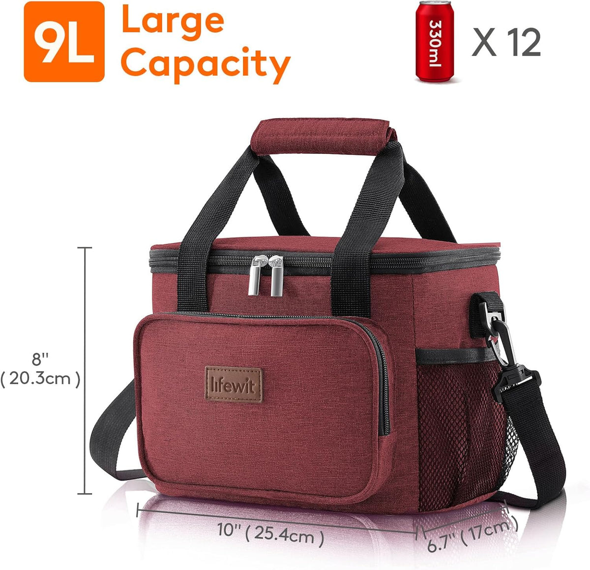 Lifewit Large Lunch Bag for Adults, 24-Can 15L Insulated Lunch Box Leakproof Soft Cooler Cooling Tote for Men Women, Waterproof Reusable Cooler Bags for Work Office Outdoor Picnic Camping, Black - PuriLite