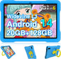 Kids Tablet Android 14 Tablet, 2025 Newest 10.1 inch Tablets, 20GB+128GB/1TB Expandable, Tablets with WiFi 6, Octa-Core, Widevine L1, Parental Control, Dual Camera, Bluetooth 5.0, Tablet EVA - Blue - PuriLite