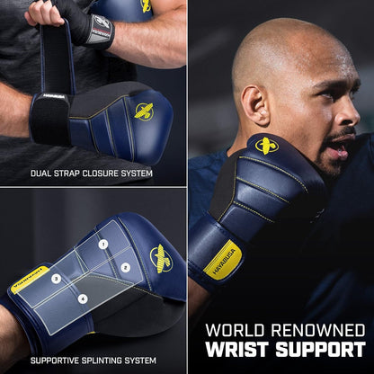 Hayabusa T3 Boxing Gloves for Men and Women Wrist and Knuckle Protection, Dual-X Hook and Loop Closure, Splinted Wrist Support, 5 Layer Foam Knuckle Padding - PuriLite