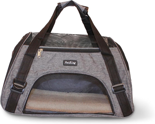 LuggageKing Soft-Sided Pet Carrier Travel Bag - Dog Carrier for Very Small Dogs, Medium-Sized Cat Carrier - Shoulder Strap, Buckle Zippers (M) (Dark Grey) - PuriLite
