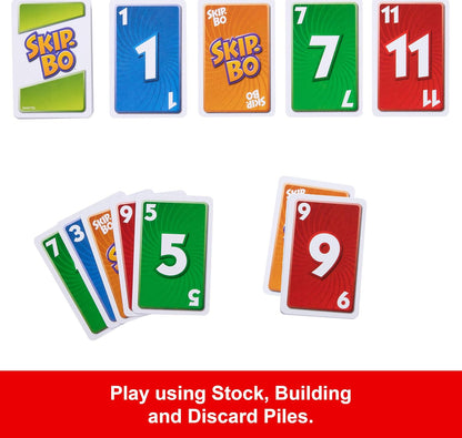 Mattel Games Skip-Bo Card Game for Kid, Adult & Family Nights, Color Blind Accessible Deck for 2 to 6 Players Ages 7+ - PuriLite