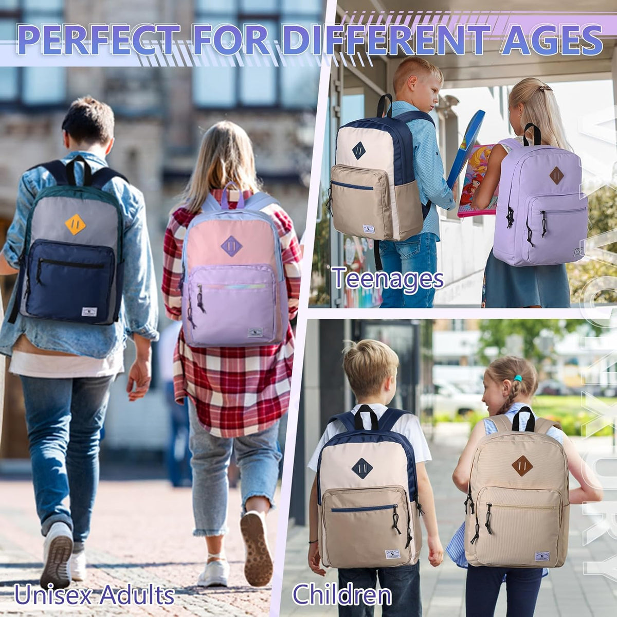 School Backpack for Kids,Lightweight Water Resistant Work Travel Backpack for Women Men Teens VONXURY - PuriLite
