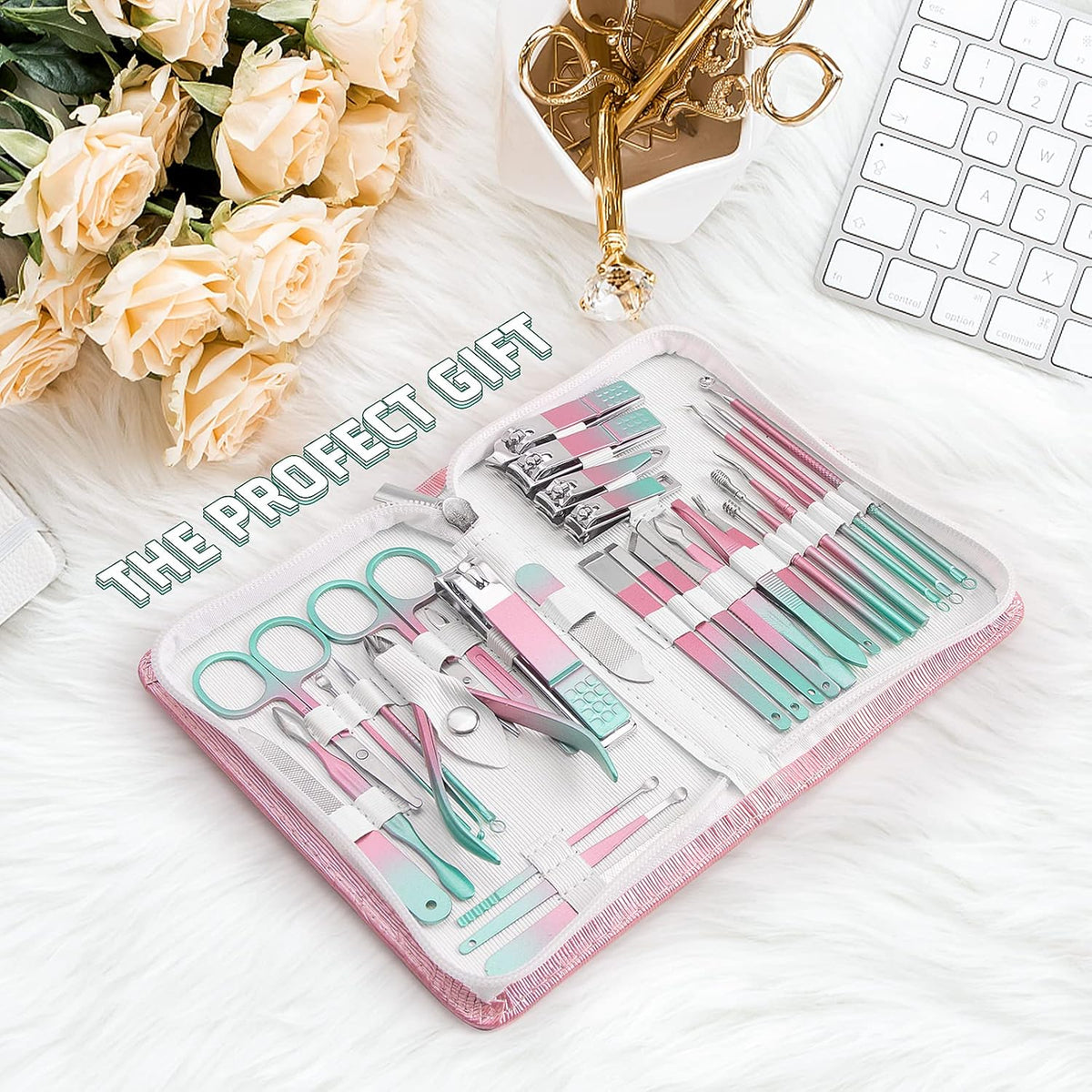 WOAMA Manicure Set 30 in 1 Nail Clipper Set Nail Kit for Women Men Stainless Steel Manicure Kit Professional with Travel Case - PuriLite