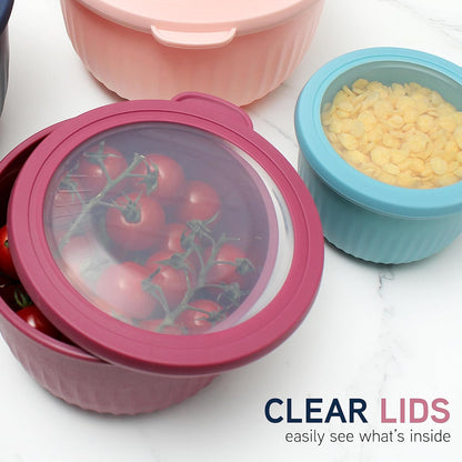 COOK WITH COLOR Prep Bowls with Lids- 8 Piece Nesting Plastic Small Mixing Bowl Set with Lids (Teal Ombre) - PuriLite